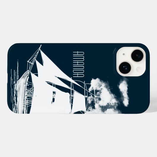 Tall Ship & Clouds Nautical Case-Mate iPhone Case (Achterkant (horizontaal))