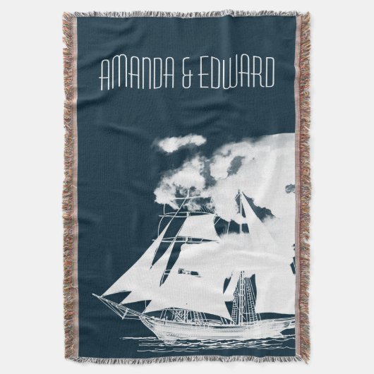 Tall Ship & Clouds Nautical Deken (Voorkant Verticaal)