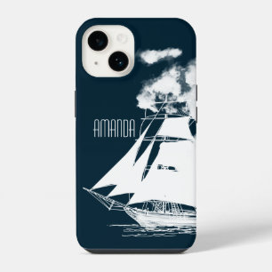 Tall Ship & Clouds Nautical iPhone 14 Hoesje