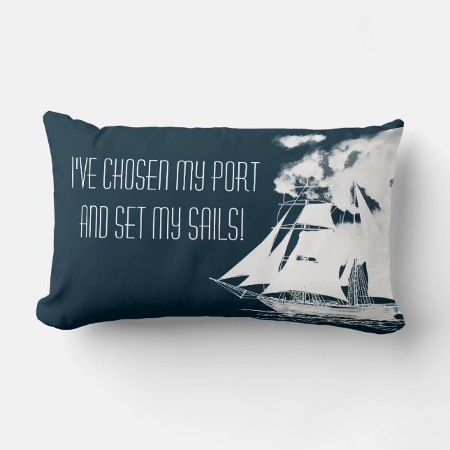 Tall Ship & Clouds Nautical Kussen (Voorkant)