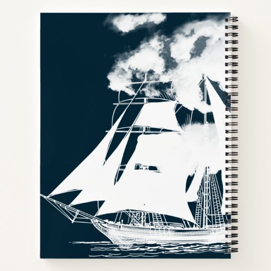 Tall Ship & Clouds Nautical Notitieboek (Achterkant)