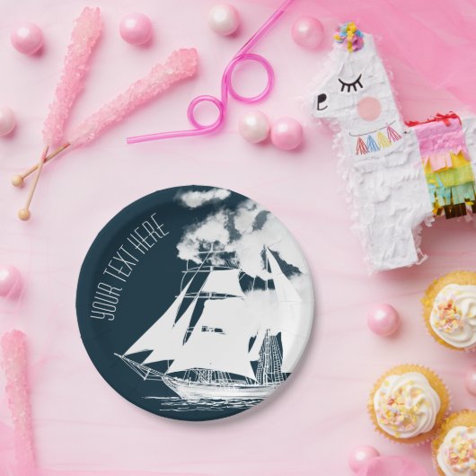 Tall Ship & Clouds Nautical Papieren Bordje (Feest)