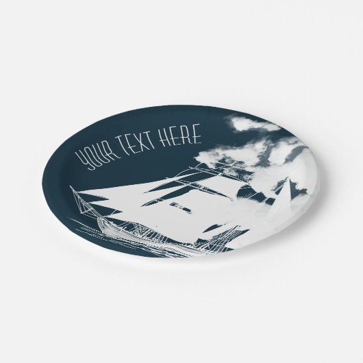 Tall Ship & Clouds Nautical Papieren Bordje (Gekanteld)