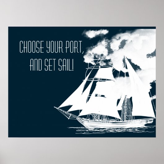 Tall Ship & Clouds Nautical Poster (Voorkant)