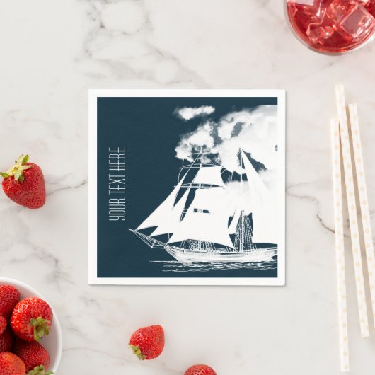 Tall Ship & Clouds Nautical Servet (Insitu)