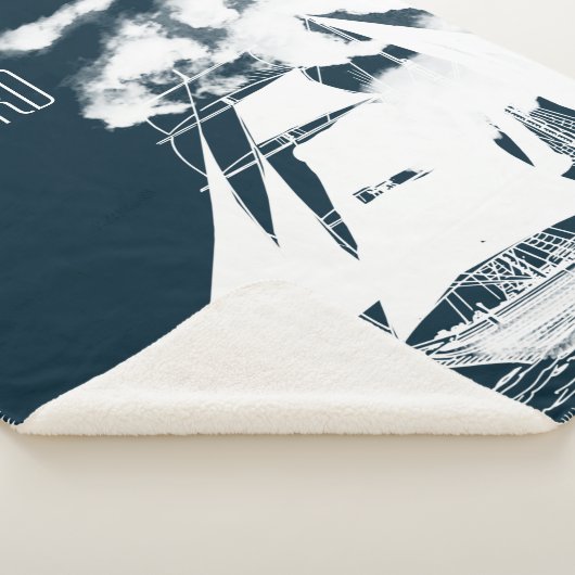 Tall Ship & Clouds Nautical Sherpa Deken (3/4)