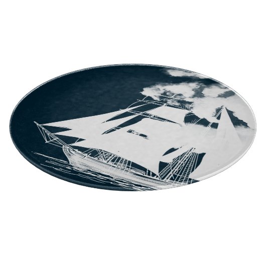 Tall Ship & Clouds Nautical Snijplank (Hoek)