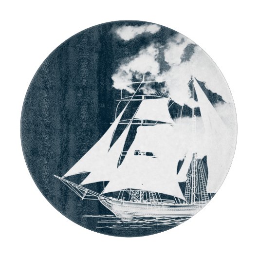 Tall Ship & Clouds Nautical Snijplank (Voorkant)