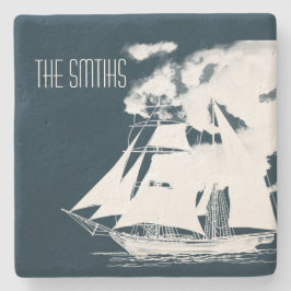 Tall Ship & Clouds Nautical Stenen Onderzetter