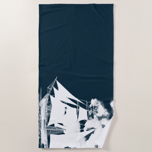 Tall Ship & Clouds Nautical Strandlaken (Voorkant)