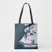 Tall Ship & Clouds Nautical Tote Bag (Voorkant)