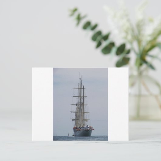 Tall Ship die het open Zee ingaat Briefkaart (Staand voorkant)