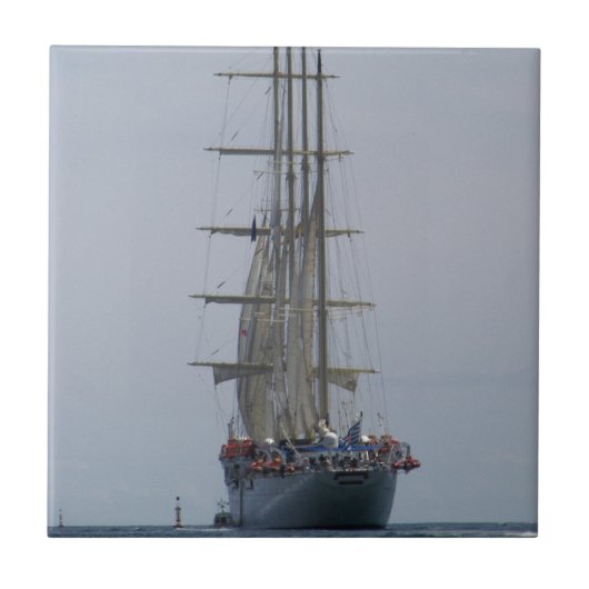 Tall Ship die het open Zee ingaat Tegeltje (Voorkant)