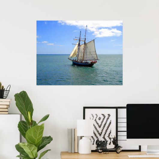 Tall Ship in the Bay of Islands, New Zealand Poster (Thuiskantoor)