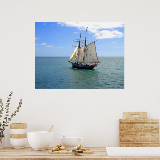 Tall Ship in the Bay of Islands, New Zealand Poster (Keuken)