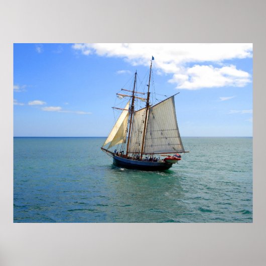 Tall Ship in the Bay of Islands, New Zealand Poster (Voorkant)