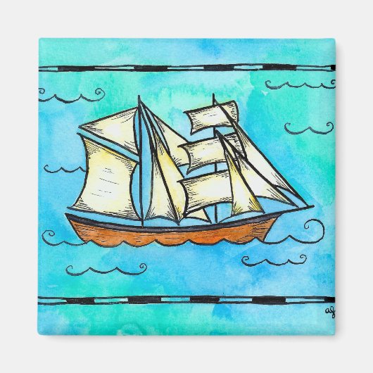 Tall Ship Magnet - Brigantine Piratenschip (Voorkant)
