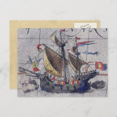 Tall Ship Map of the Pacific Ocean Briefkaart (Voorkant / Achterkant)