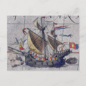 Tall Ship Map of the Pacific Ocean Briefkaart (Voorkant)