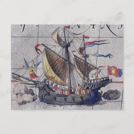 Tall Ship Map of the Pacific Ocean Briefkaart (Voorkant)