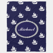 Tall Ship Nautical Personalized Fleece Blanket (Voorkant)