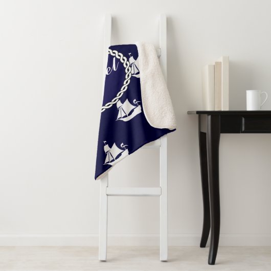 Tall Ship Nautical Personalized Sherpa Deken (In situ)
