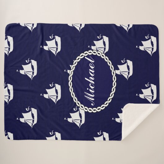 Tall Ship Nautical Personalized Sherpa Deken (Voorkant (horizontaal))
