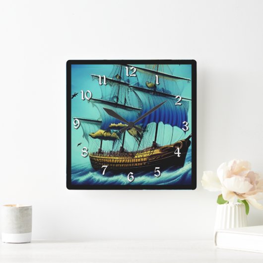 Tall Ship Nautical Vierkante Klok (Huis)