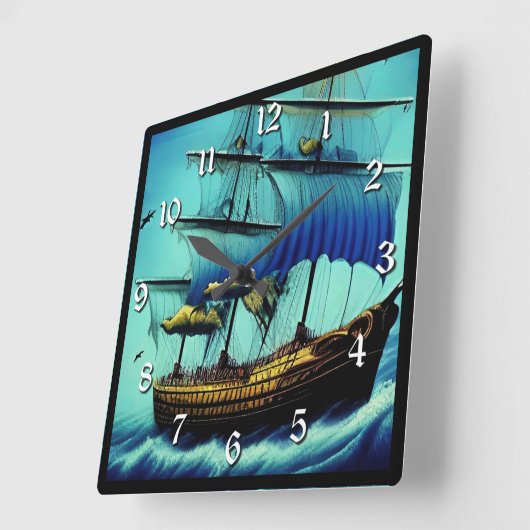 Tall Ship Nautical Vierkante Klok (Hoek)