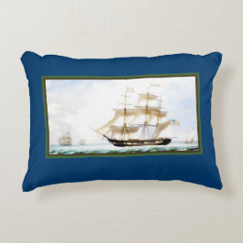 Tall Ship Navy Blue Nautical  Accent Kussen