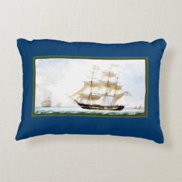 Tall Ship Navy Blue Nautical  Accent Kussen