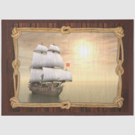 Tall Ship Sailboa Framed Decoupage Tissue Paper Tissuepapier