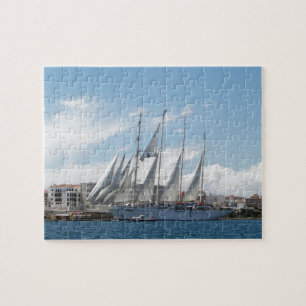 Tall Ship Sailing Out Harbour Legpuzzel