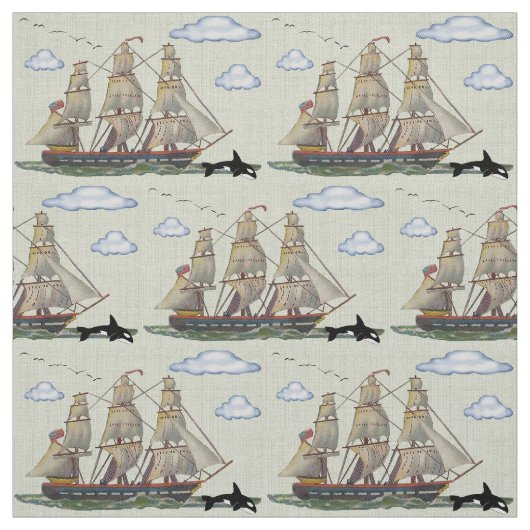 Tall Ship Seascape Stof (Swatch)