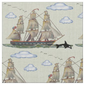 Tall Ship Seascape Stof (Close Up)