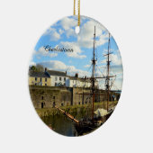 Tall Ships Charlestown Harbor Cornwall England Keramisch Ornament (Rechts)
