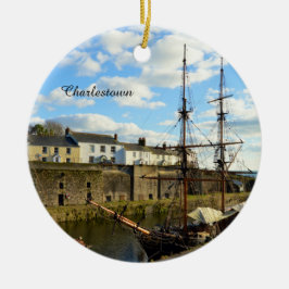 Tall Ships Charlestown Harbor Cornwall England Keramisch Ornament