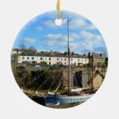 Tall Ships Charlestown Harbor Cornwall England Keramisch Ornament (Achterkant)