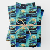 Tall Ships Nautical Inpakpapier Vel (In situ)