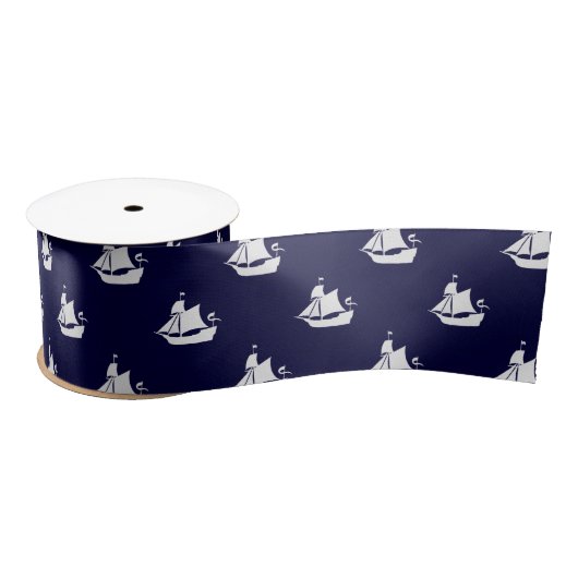 Tall Shipt Nautical Satin Ribbon Satijnen Lint (Spoel)