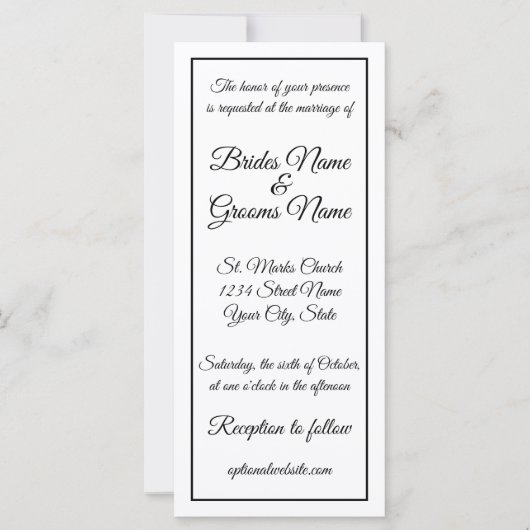 Tall Skinny Calligraphy Wedding Invitation (Voorkant)