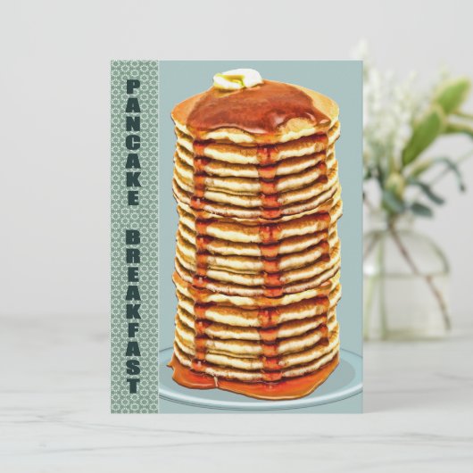 Tall Stack of Pancakes met Calico Trim Breakfast Kaart (Staand voorkant)