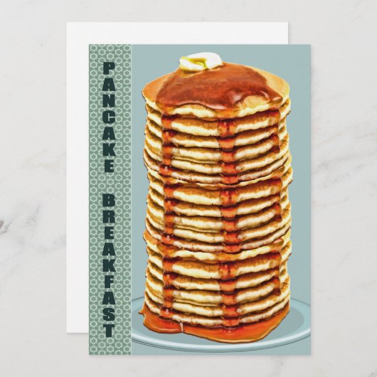 Tall Stack of Pancakes met Calico Trim Breakfast Kaart (Voorkant / Achterkant)