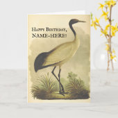 Tall Standing Bird,  look Birthday Kaart (Gele Bloem)