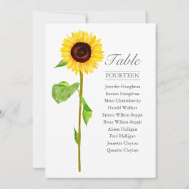Tall Sunflower Single Weddentable Seating Chart Kaart