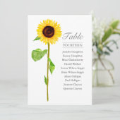 Tall Sunflower Single Weddentable Seating Chart Kaart (Staand voorkant)