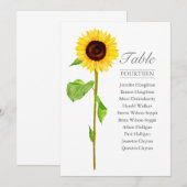 Tall Sunflower Single Weddentable Seating Chart Kaart (Voorkant / Achterkant)