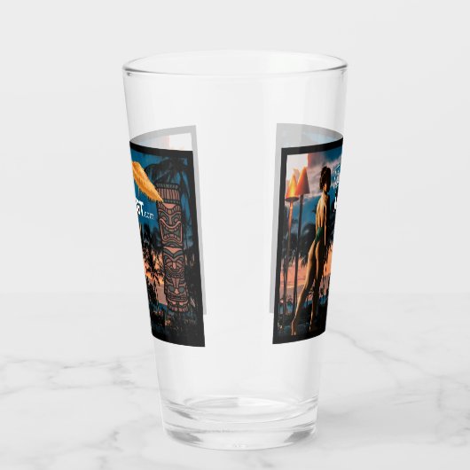 Tall TikiMeet.com Glas met Eilandmeisje (Rechts)