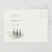 Tall Timber Waterverf Evergreen Trees Wedding Aankondigingskaart (Achterkant)