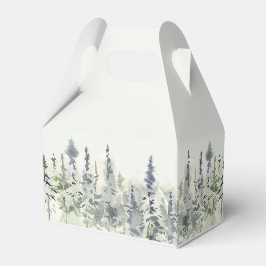 Tall Timber Waterverf Evergreen Trees Wedding Bedankdoosjes (Achterkant)